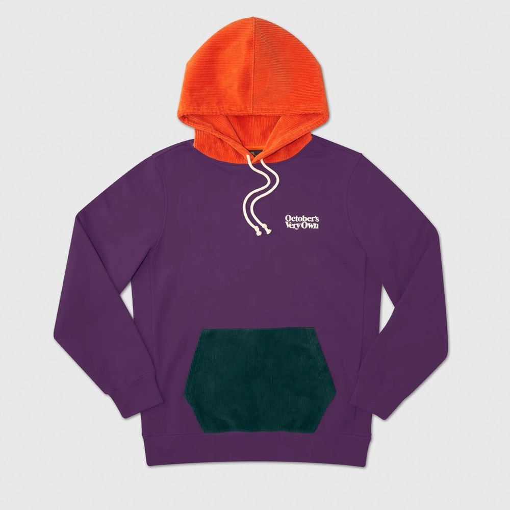 *RARE* OVO Corduroy Purple Hoodie Sweatshirt Dark Green Burnt Orange Owl White
